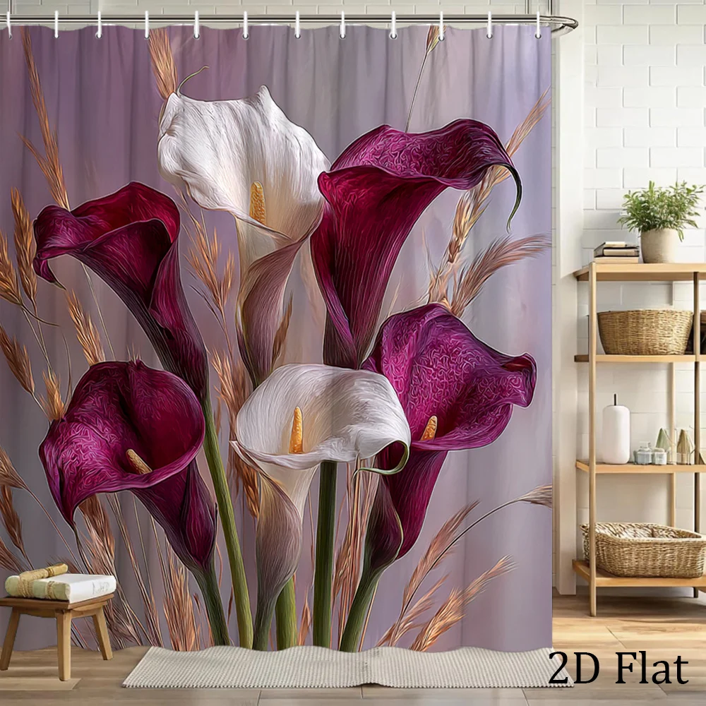 

Luxury Floral Tropical Shower Curtain Lilies Botanical Art Print Bathroom Decor Shower Liner 180x180cm