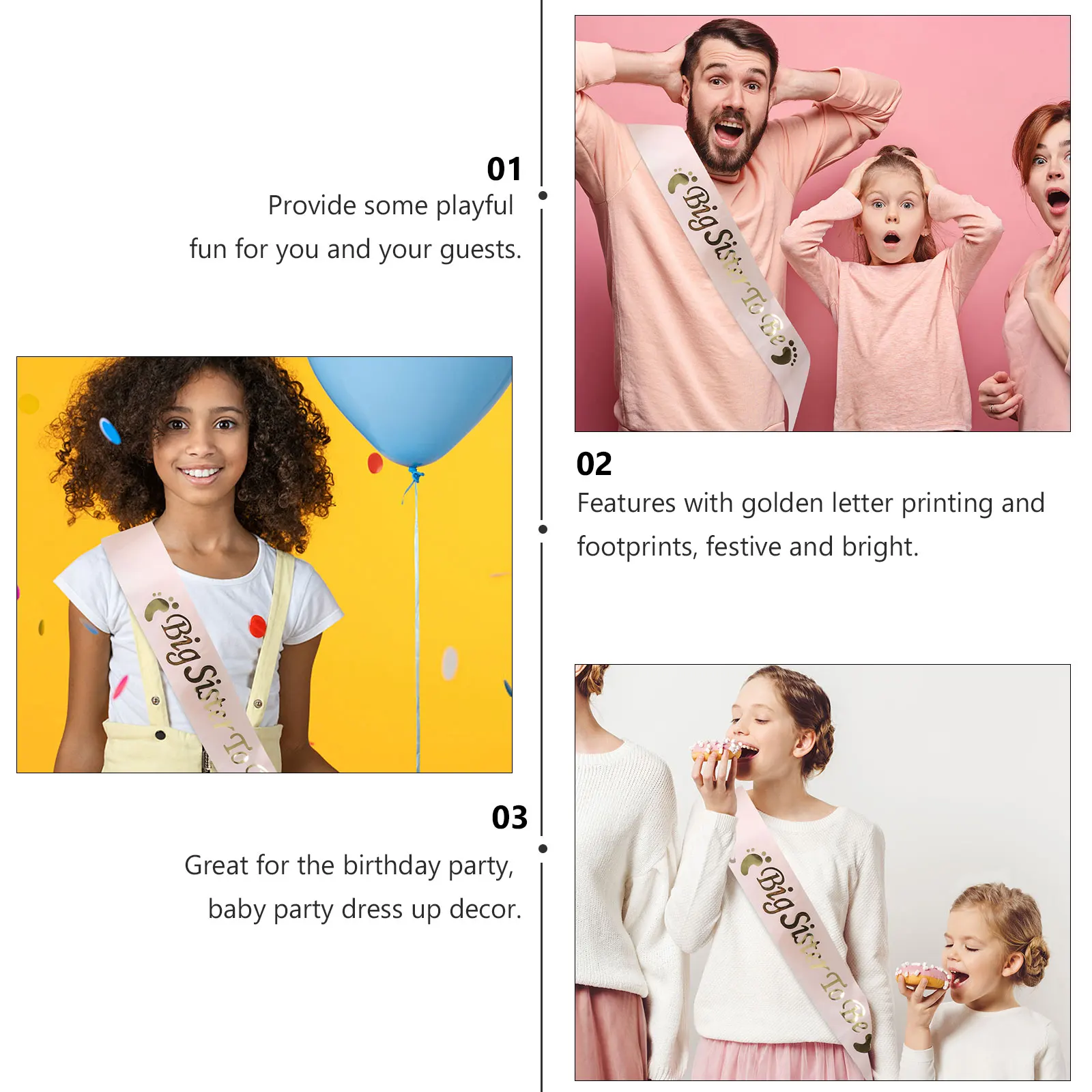 

3 Pcs Waist Belt Footprint Sashes Birthday Supplies Party Etiquette Printing Letter Supply