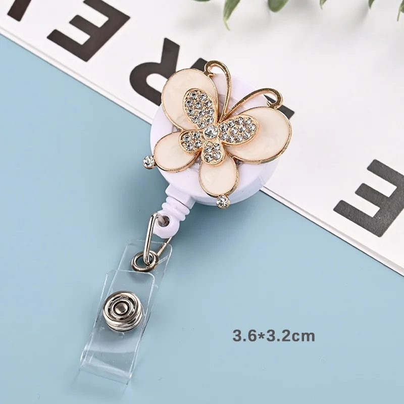 Fashion Telescopic Badge Clip Cartoon Metal Butterfly Work Clip Doctor Nurse Breast Crocodile Clip Name Tag Badge Holder