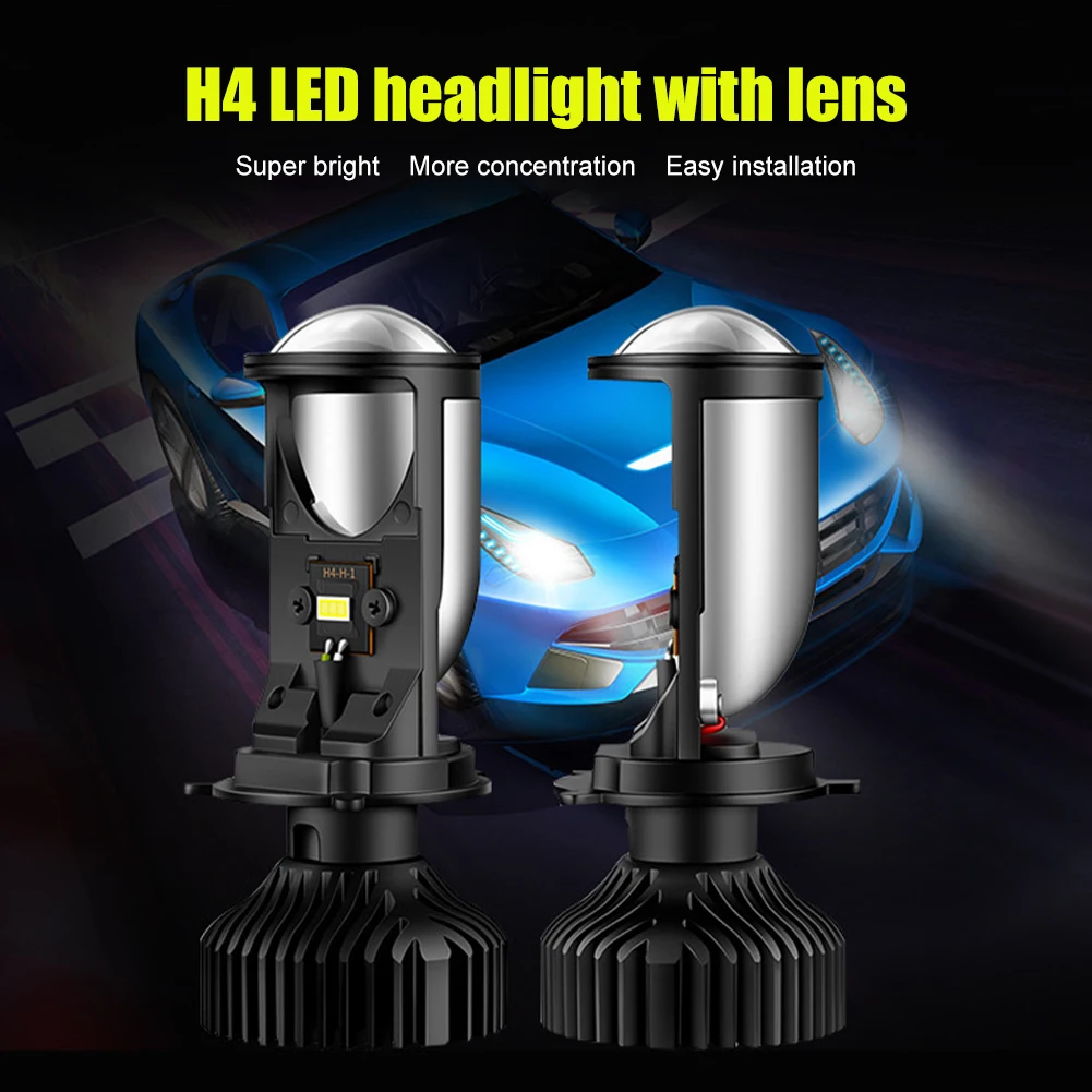 

2pcs 130W/Pair Car Headlight H4 LED Bulb Mini Projector Lens 20000LM DC12V LED Headlight Hi/Low Beam Lights Canbus Accessories