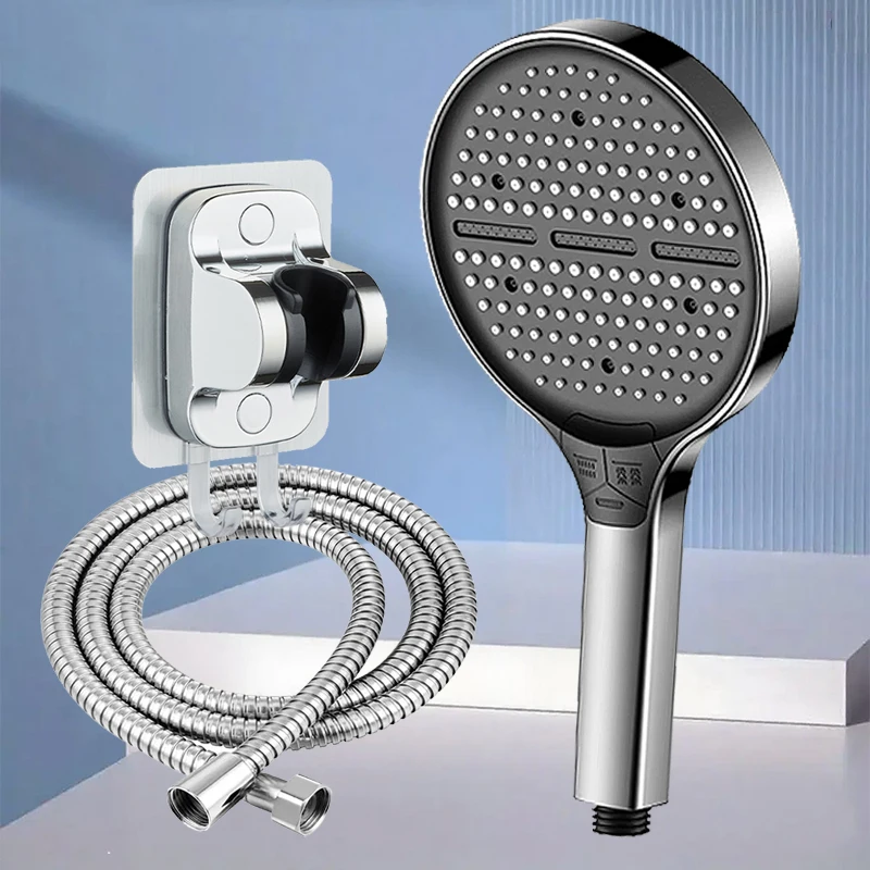 15cm High Pressure Shower Head with Hose High Quality Portable Adjustable 3 Modes Big Panel Shower Head for Bathroom Accessories
