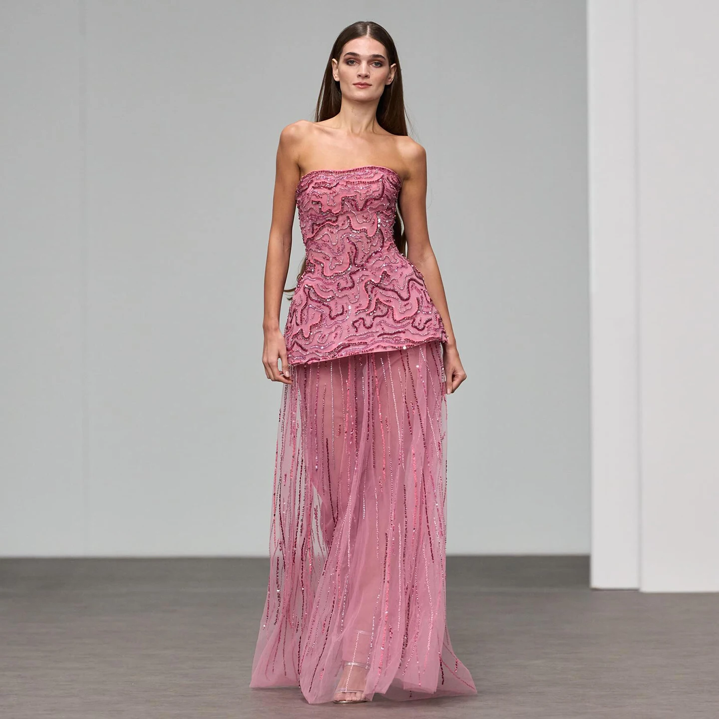 Sharon Said Luxuriöses Dubai Rosenrosa Kristall Trägerloses Perlenbesetztes Blaues Abendkleid Hochzeitsfeierkleider 2026 Neu SS218 Maßgeschneidert – Detail 5