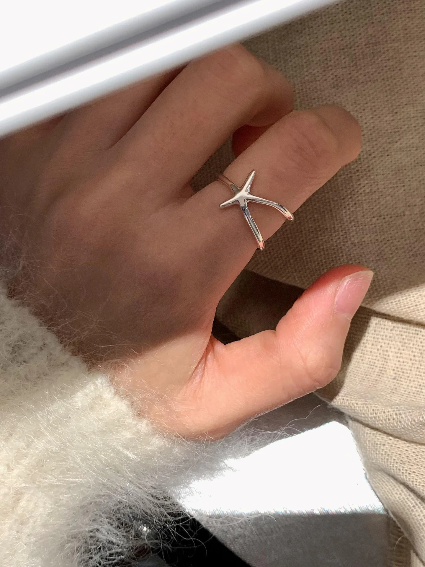 sle-s925-sterling-silver-open-ring-starry-simple-unique-ornament-faionable-jewelry-piece-mat-design
