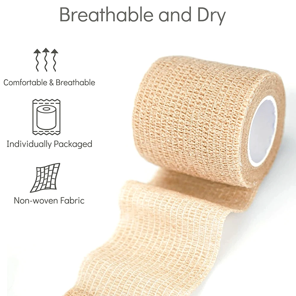 1Pcs Self Adhesive Elastic Bandage, Strong Flexible Cohesive Bandage Wrap for Ankle Sprain Swelling, Sports First Aid for Wrist