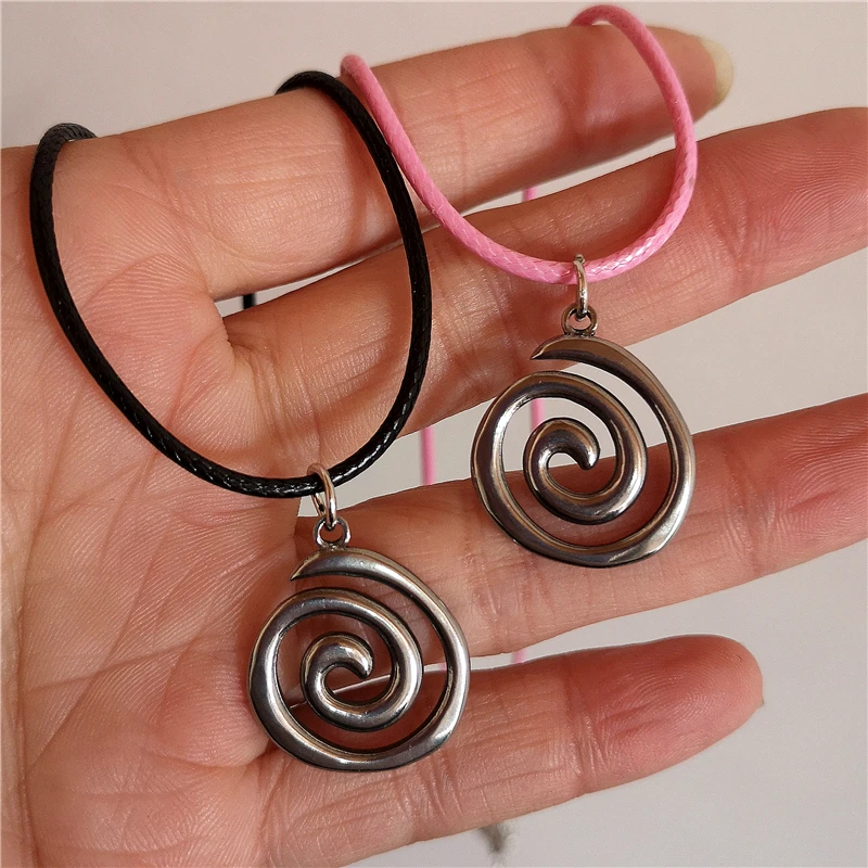 Punk Spiral Vortex Pendant Pink Rope Chains Snake Chain Necklaces Women Men Goth Grunge Aesthetic Vintage Y2K 2000s EMO Jewelry