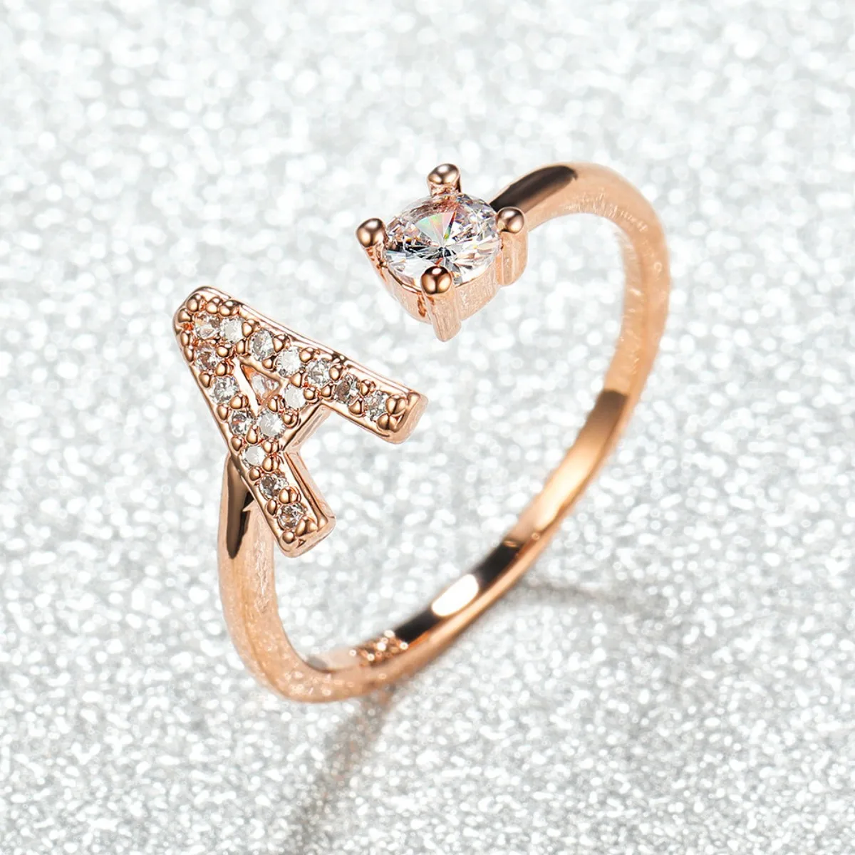 Rose gold color 26 English Letter Rings For Women A-Z Initials Name Female Creative ring Fashion Wedding Party Jewelry Gifts