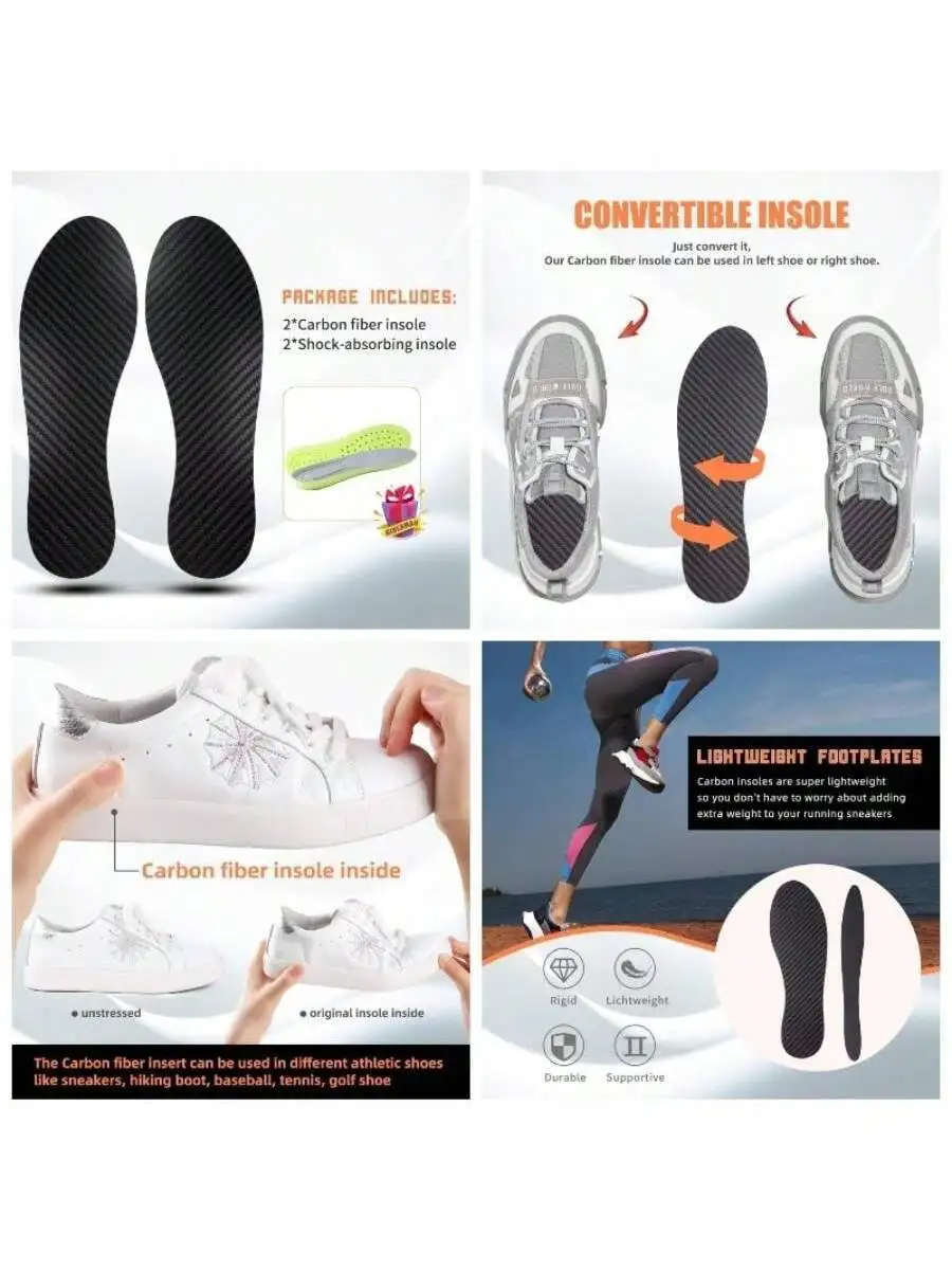 Carbon Fiber Insole For Men And Women Lightweight Supportive Shoe Insert image 6