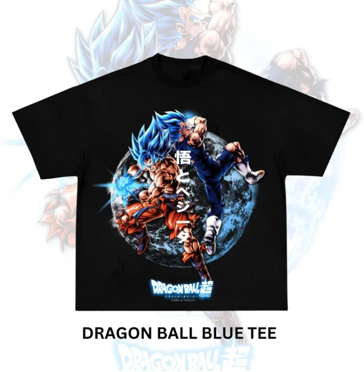 تي شيرت Dragon Ball الرجالي Anime Street إصدار فضفاض تي شيرت صيفي كاجوال قطني لصيف 2025
