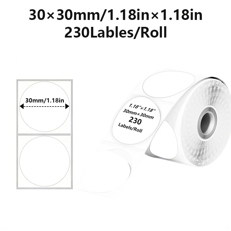 30mm Thermal Label Sticker Self-Adhesive Thermal Printer Paper Compatible Phomemo M110 M220 M200 E210 P50 DETONG P1 WP9520