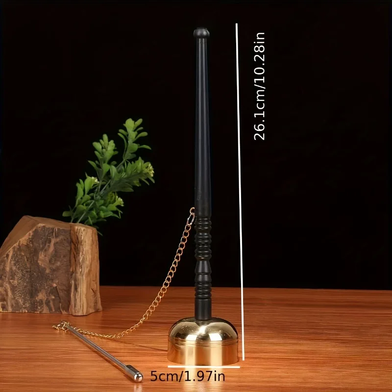 Tibetan Hand Bell with Wooden Handle Brass Singing Bowl Meditation & Prayer Bell Religious Mantra Musical Instrument Copper