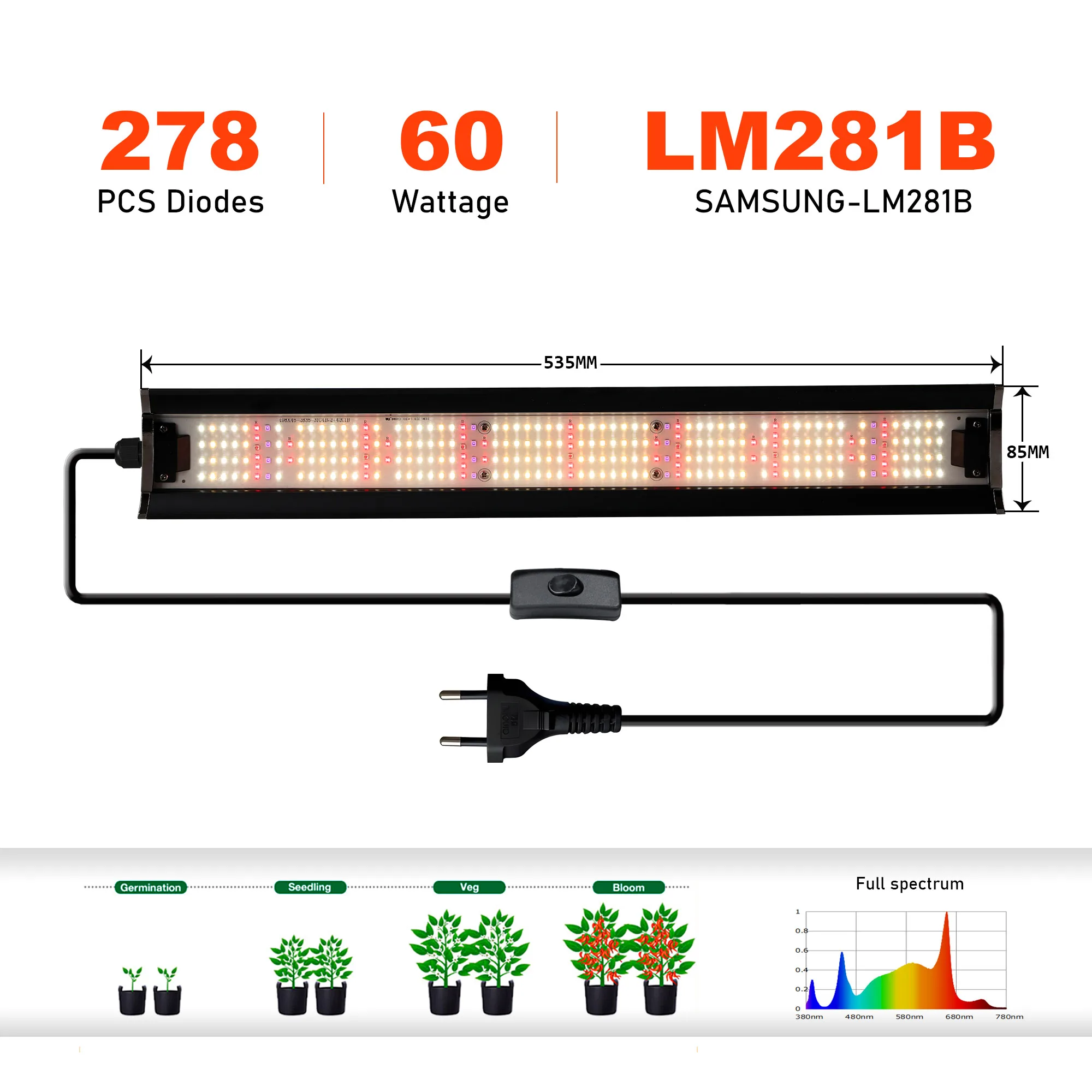 60W Portable Plant Growth Lamp Promotes Plant Growth and Flowering with Excellent Heat Dissipation