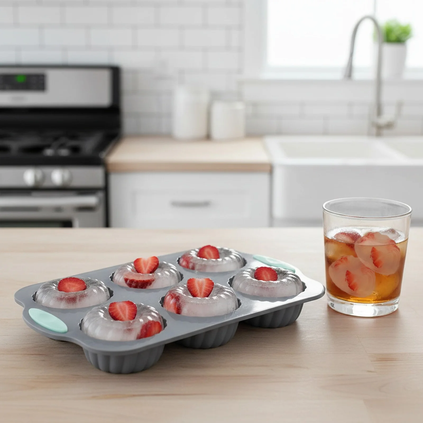 

Christmas Wreath Ice Cube Tray 6 Hole Silicone Wreath Ice Cube Christmas Chocolate Molds for Xmas Winter Party