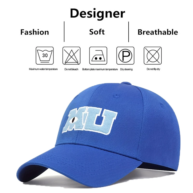 Komiks Czapka z daszkiem Mężczyźni Dorosły Unisex Bawełna MU Haft Big Eye Cap Monster University Kobiety Czapki przeciwsłoneczne Trucker Hat Bonnet