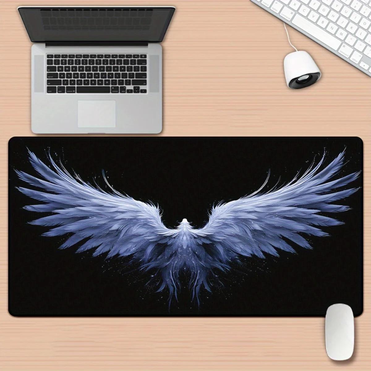 

1pc Angel Wings Black XXL Mouse Pad, HD Printed Desk Mat, Non-Slip Gaming Mousepad for PC Office