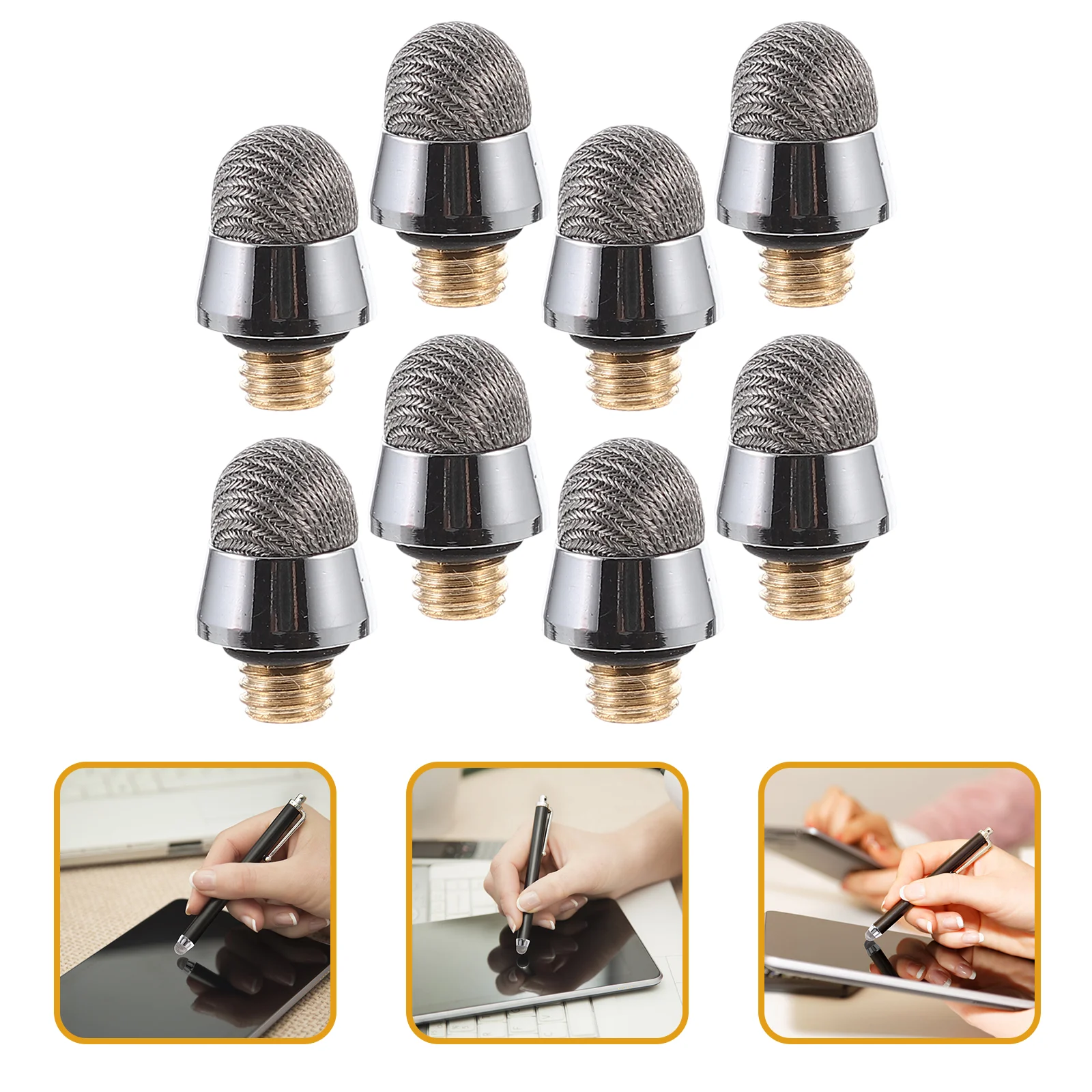 8 Pcs Touch Screen Pen Head Stylus Tips Replacement Fiber For Multifunction Capacitive Copper Stud Cloth Set