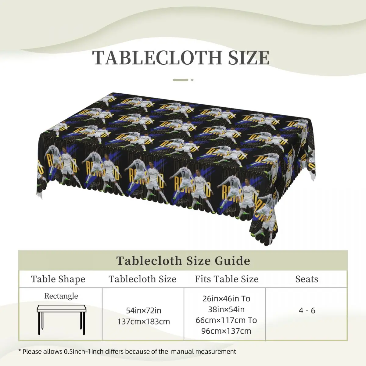 Cristiano Ronaldo Suuiii! Custom Rectangular Tablecloth Waterproof Table Cover for Festival Party Decorations Table Cloth