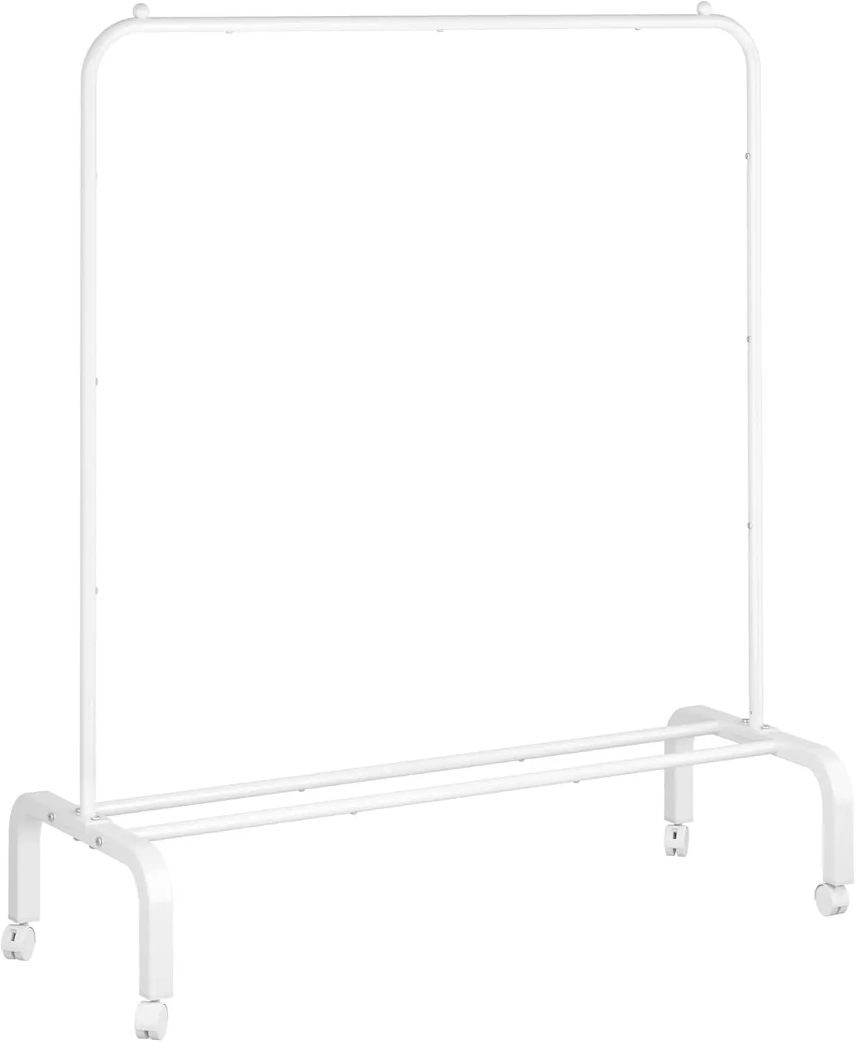 

Metal Rolling Clothes Rack with Wheels & Bottom Shelf for Hanging Shirts, Jeans, Coats - White