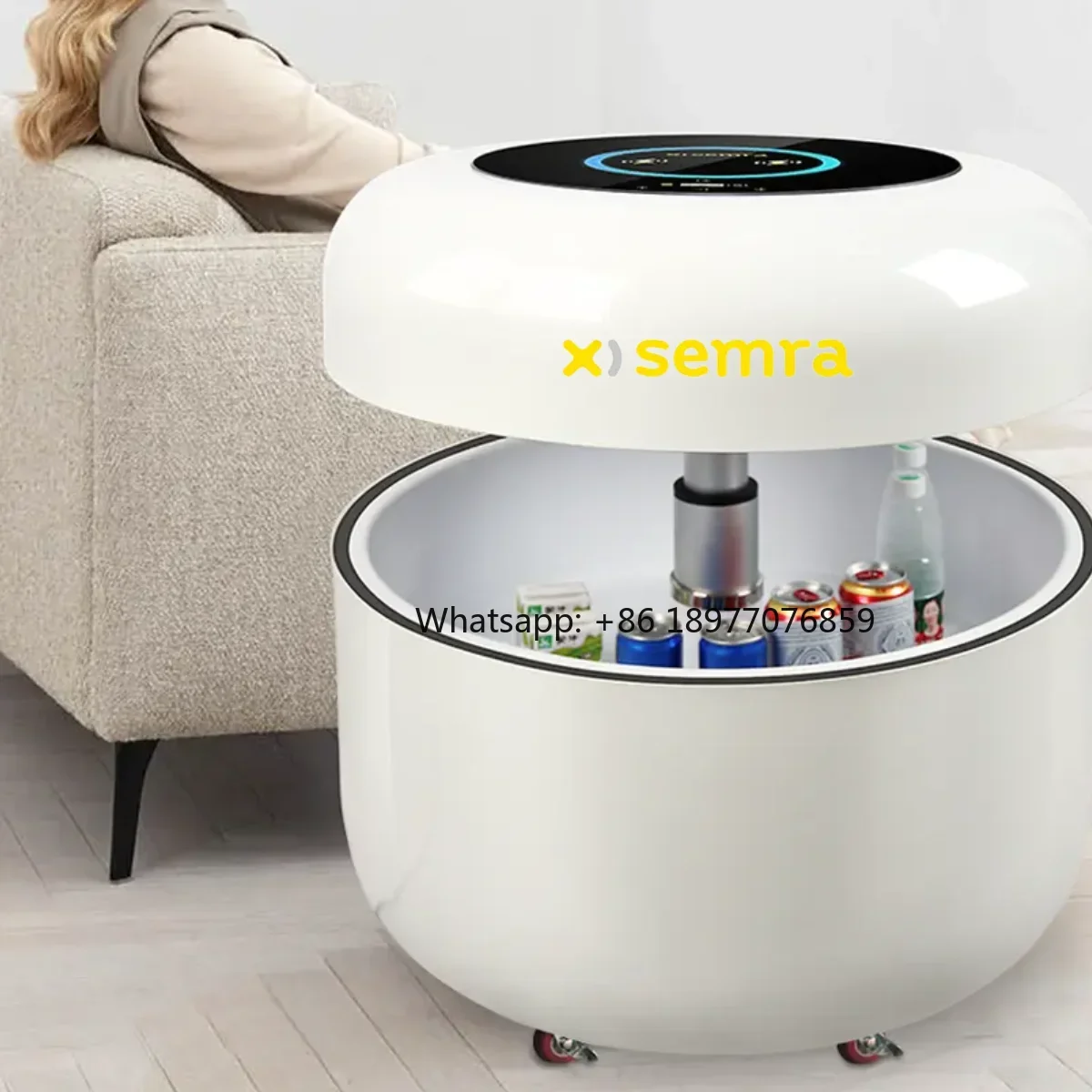Oem Factory Table Type Refrigerator Portable Wireless Charging Smart Table Touch Screen Coffee Table Fridge