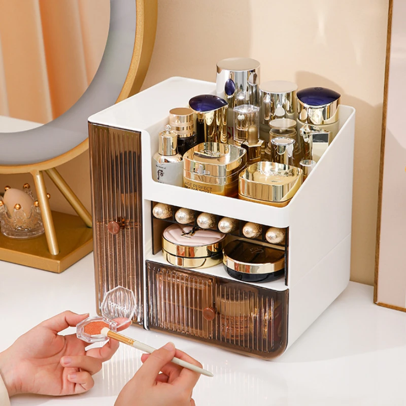 

Cosmetics storage box can be dustproof plastic box Household skin care Cosmetics storage shelf Jewelry box