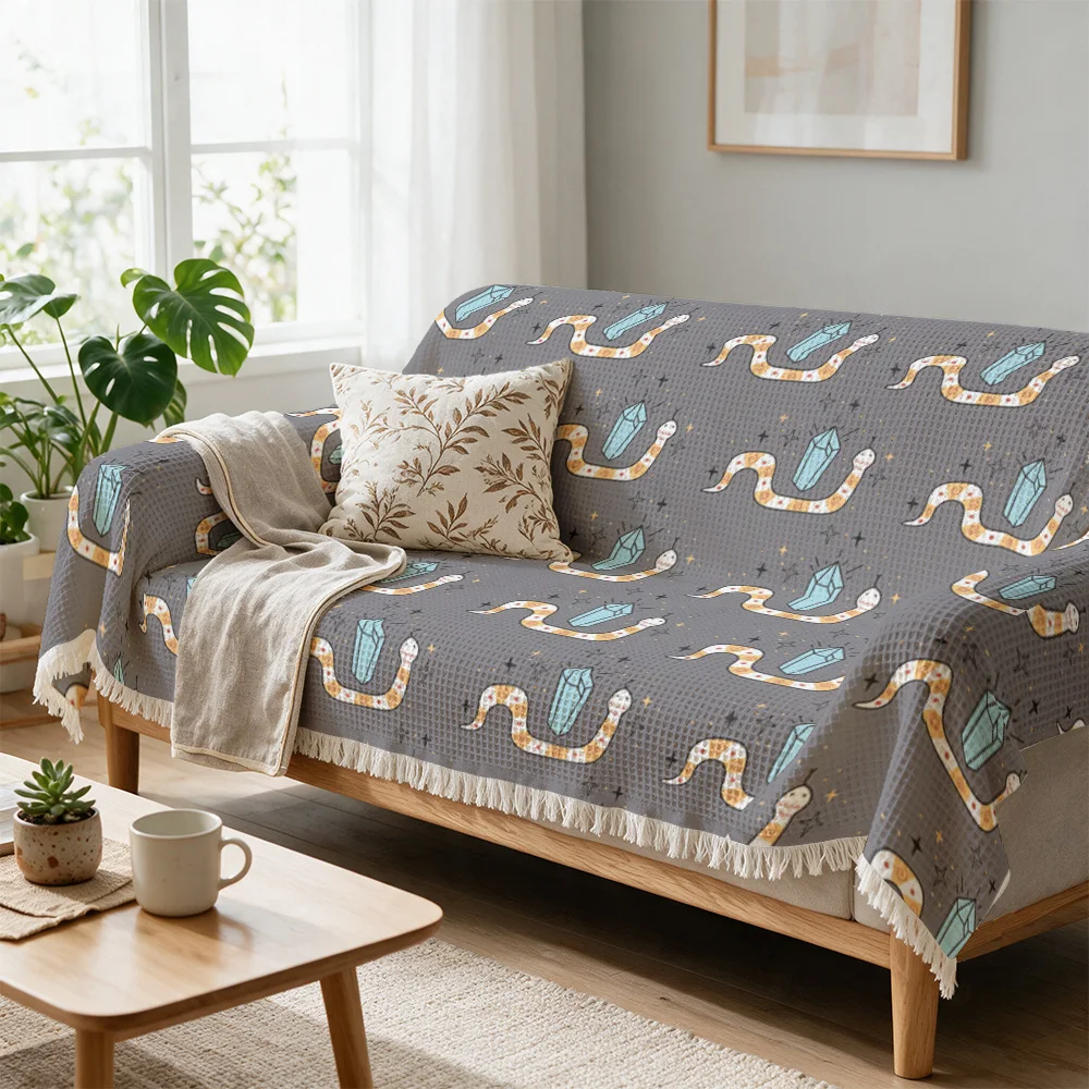 Cozy Throw Blanket for Sofa Couch Living Room Decor Snakes Patterned Textile Knit Fall Winter Bedding Cover