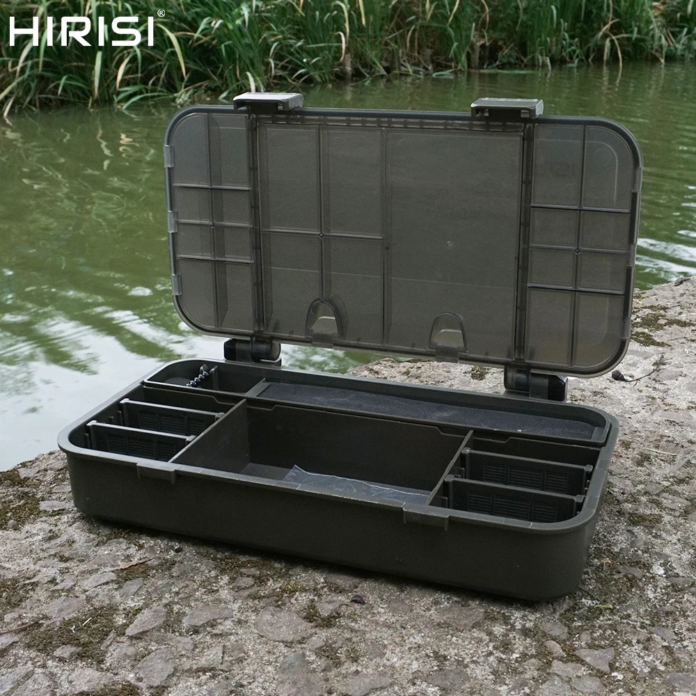 Hirisi Carp Fishing Box Equipment with 10pcs Rig Pins Rig Organizer Case Compartment Fishing Tackle Accessories Boxes W501