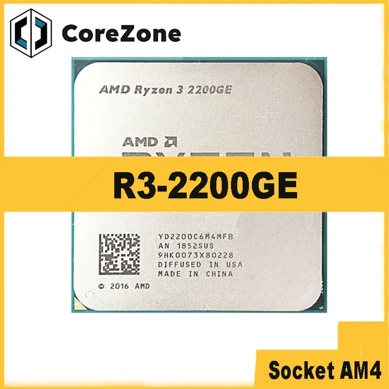 

Четырехъядерный процессор Ryzen 3 2200GE R3 2200GE 3,2 ГГц 14 НМ, 35 Вт, YD2200C6M4MFB, разъем AM4