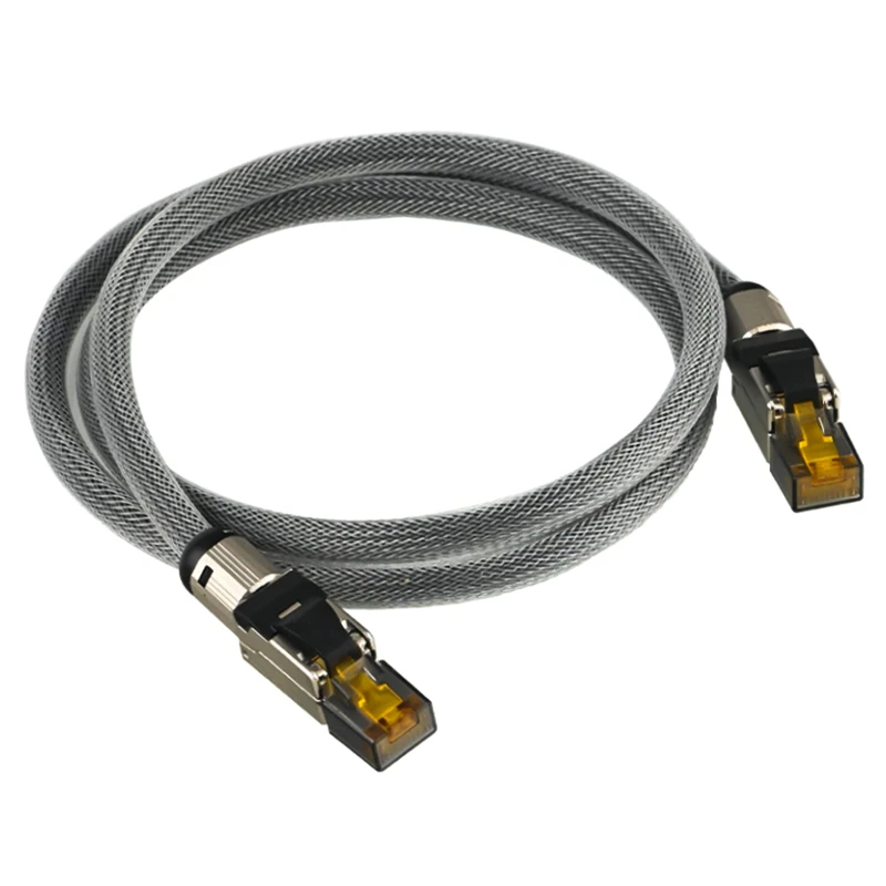 Czyste srebro CAT8 kabel sieciowy Ethernet 40Gbps 2000MHz CAT7 RJ45 Patch Cord do przełącznika routera Notebook kino domowe TV