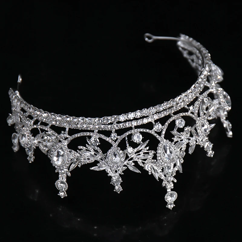 New 2022 Bridal Crown Wedding Headdress Silver Rhinestone Luxury Hair Ornament Hair Hoop Bridesmaid Hairband Women Paty Gift image 3