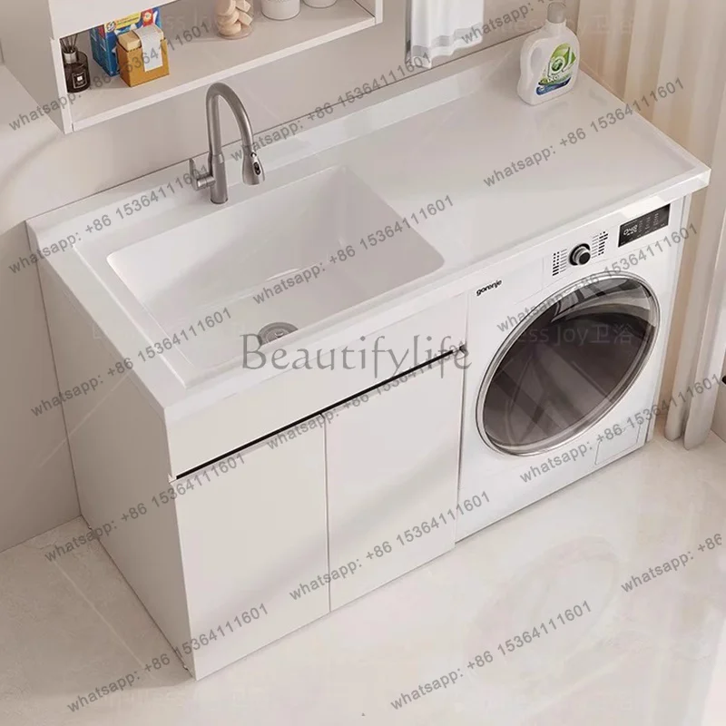

Minimalist Scandinavian Creative Aluminum Balcony Washing Machine Cabinets with Washboard Bathroom Furniture Baño