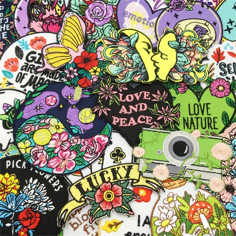 Cartoon Patch Blumen stickerei Patch Eisen auf Patches DIY Pilz gestickte Patches auf Kleidung Applique Näh aufkleber – Detail 1