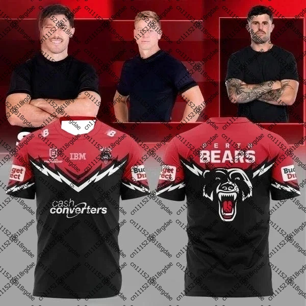 2026 New Perth Bears Inspired NRL Style Rugby Jersey Y2K Family Matching T-shirt for Daily and Training Wear
