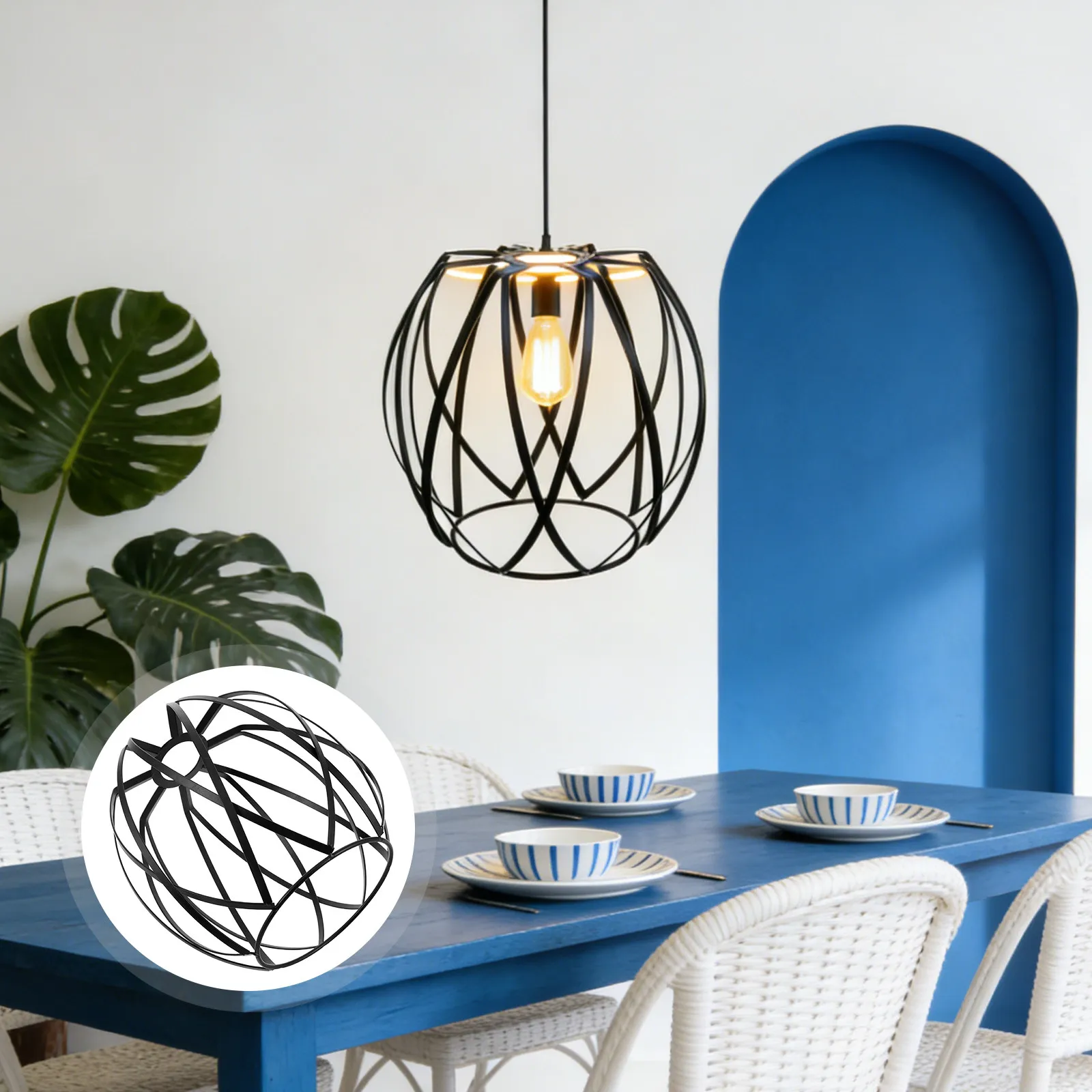 Metal Iron Pendant Lamp Shade Replacement Vintage Hollow Out Lampshade Restaurant Coffee Shop Kitchen Island Lighting