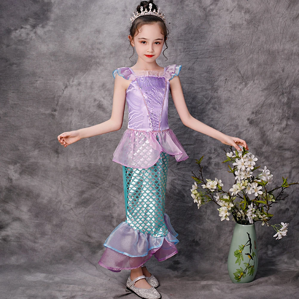 

Mermaid Princess Skirt for Kids Gauze Dress Halloween Girl Skirt Costume Party Role Play Accessories