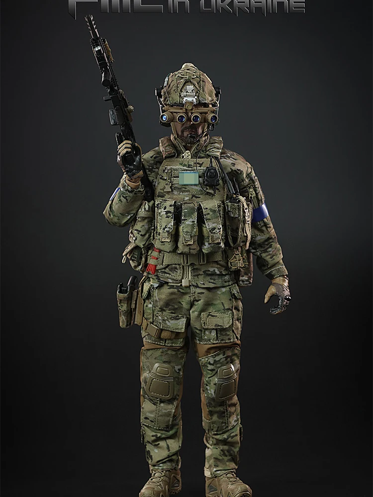 MINITIMES Toys M047 1/6 Ukraine PMC Camfoulage Tuch Militär Actionfigur Statisches Gewehr Modell Dekor 12" Komplettset Soldatenmodell