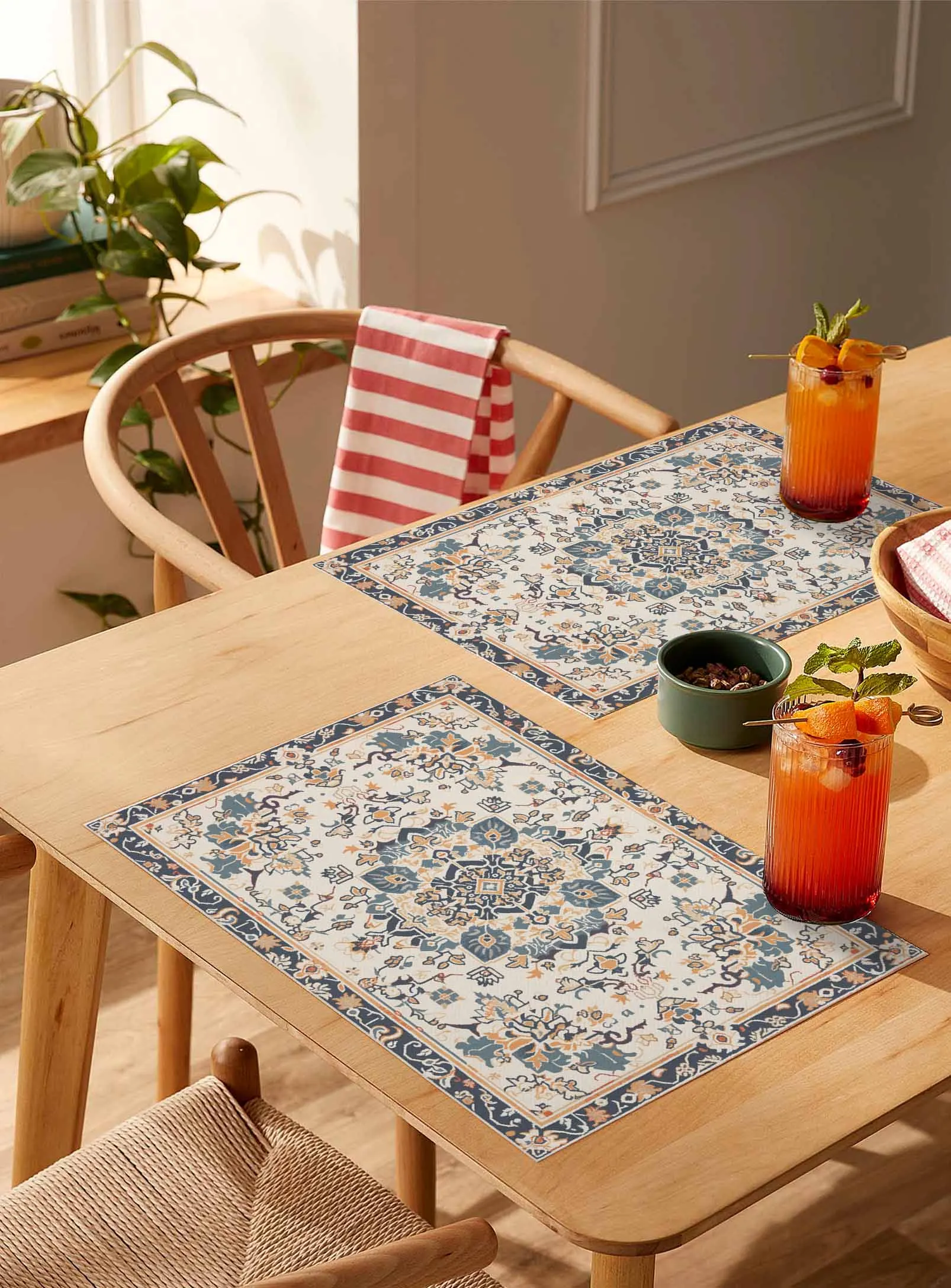 Ethnic Style Retro Persian Pattern Floral Kitchen Tableware Cup Bottle Placemat Coffee Pads 4/6pcs Desktop Mats