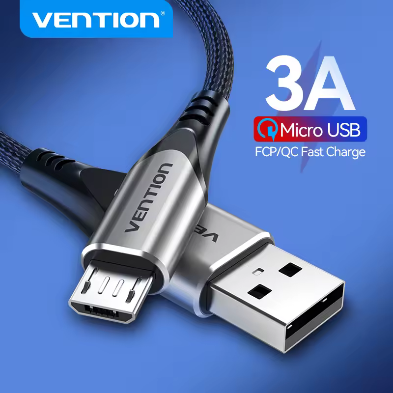 Vention מיקרו USB כבל 3A ניילון מהיר מטען USB סוג C נתונים כבל עבור סמסונג Xiaomi LG אנדרואיד מיקרו USB כבלי טלפון נייד