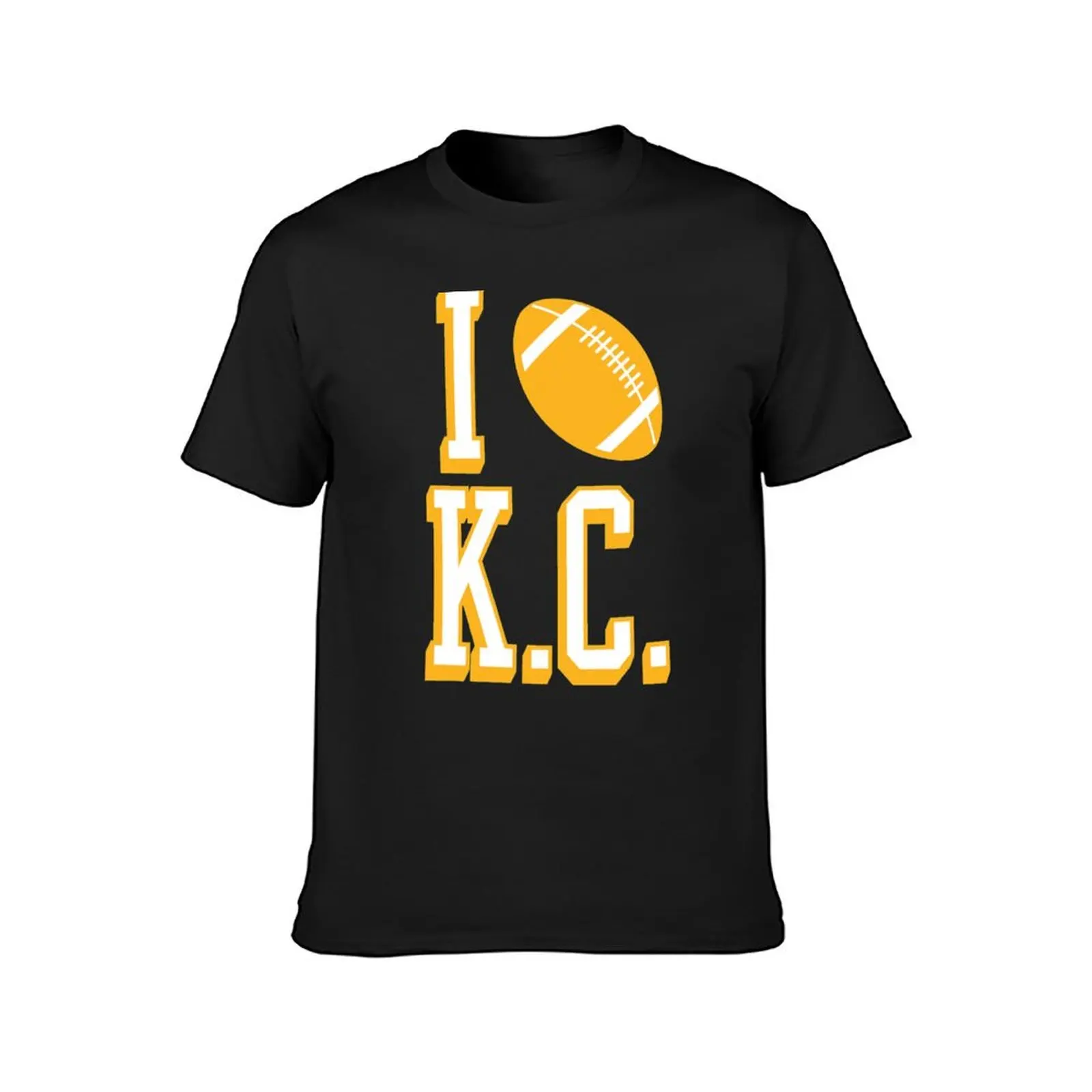 I Love KC Football - Red/Yellow T-Shirt quick-drying blacks vintage clothes mens t shirts