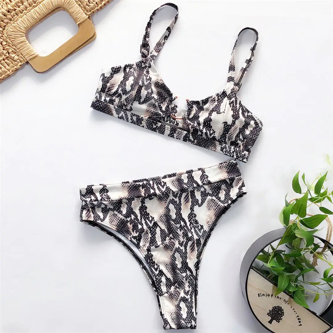 NEUER Leoparden-Badeanzug, hochtaillierter Bikini, Damen-Badebekleidung, zweiteiliges Bikini-Set, Badeanzug mit Schlangenmuster, Badebekleidung, V1712 – Detail 21
