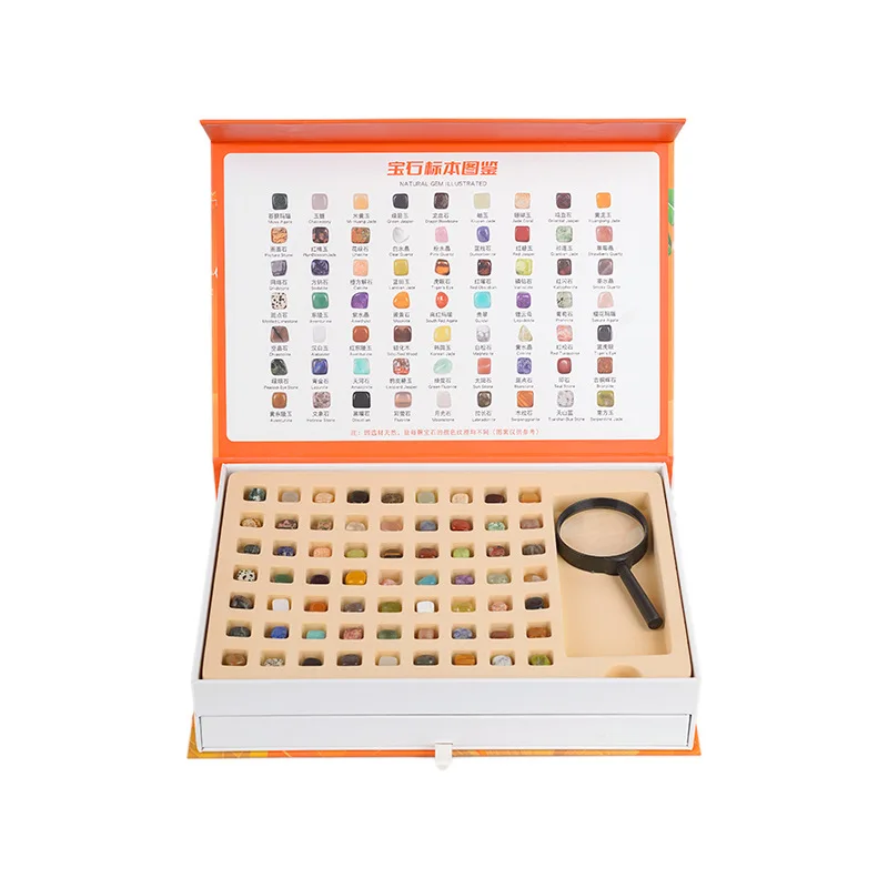 

Gem Player 126 Natural Crystal Rough Stone Rolling Stone Set Specimen Gift Box Cartoon Toy Learning Ornaments