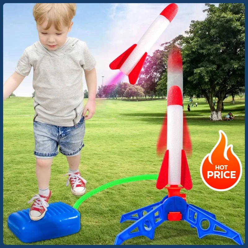 Kid Air Rocket Launcher Outdoor Stomp Soaring Rocket Toy Foot Pump Jump Sport Games For Children Play Set