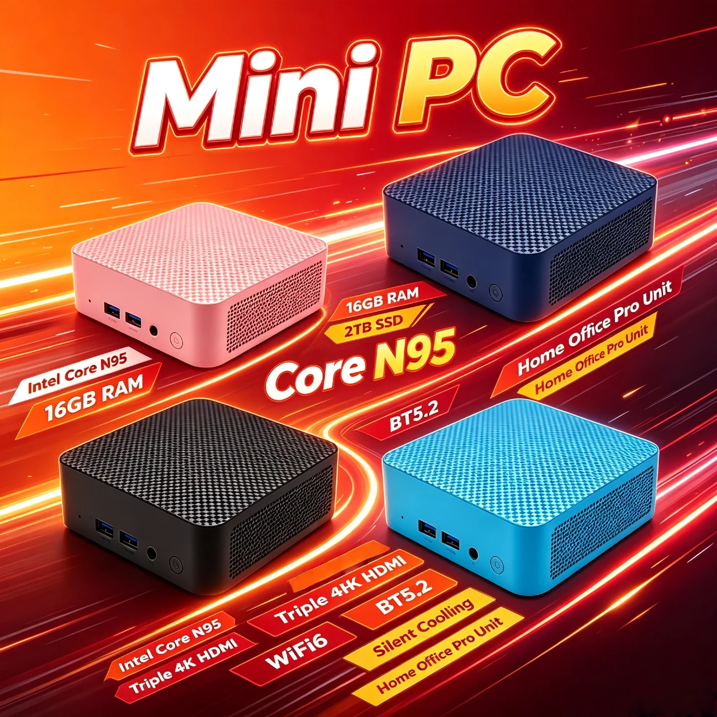 超小型ミニpc-インテル-core-n95-16gb-ram-2tb-m2-ssd-トリプル4kディスプレイ-wifi6-静音冷却-オフィス-ホーム-プロマックスユニット