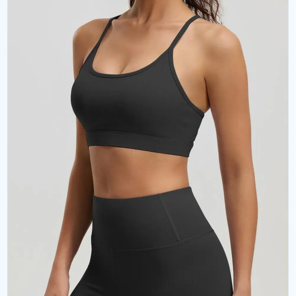 Womens Sports Bra Yoga Fitness Top Padded Gym Running Workout Vest Elastic Athletic Seamless Exercise Underwear Tank