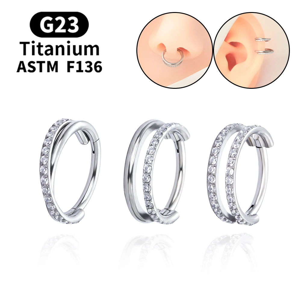 

G23 Titanium Earrings Nose Piercing Hoop Earrings Zircon Nose Jewllery Women's Trend Earrings Body Jewelry for Women