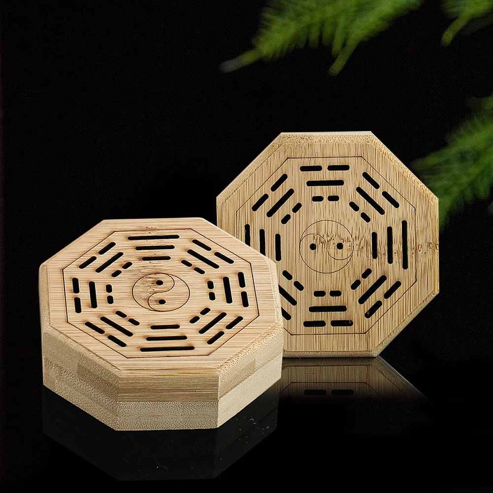 Yin Yang Incense Burner Bamboo Censer Ash Catcher Incense Box Holder for Aromatherapy Feng Shui Taiji Yoga Meditation Home Decor