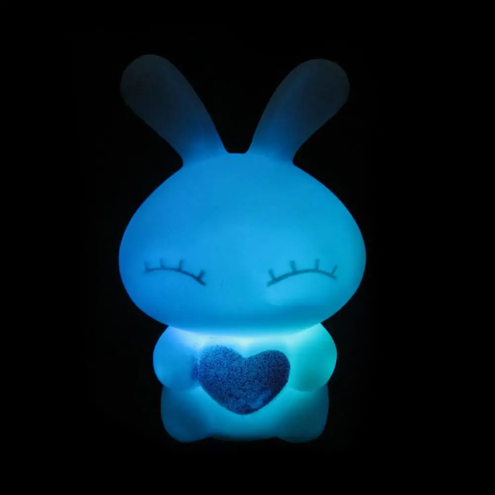 Light Night Lamp LED Decoration LED for Children Gift 7 Changing Color Rabbit Shaped Cute Party Bead Beam Kid