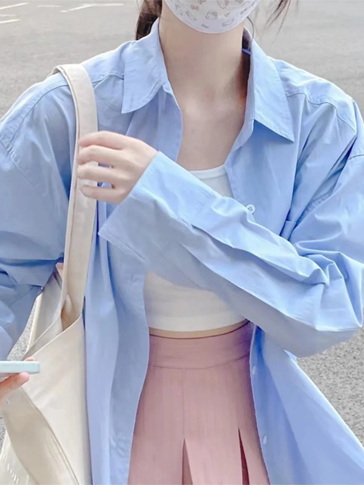 

Blue Women's irt Design Sensation Small Cro Sunscreen Clothes Summer Thin Outerwear 2023 New Hot S Top Loose Fit