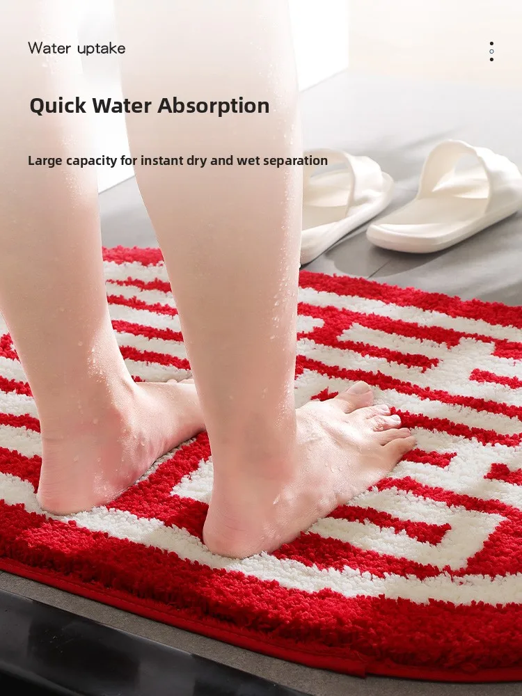 Wedding Celebration Red Entrance Door Mat Absorbent Batoom Floor Mat Festive Design High Quali hine Woven Mixed Fabric