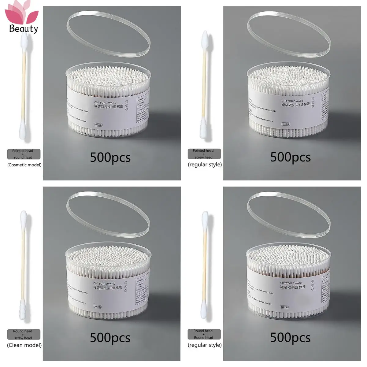 500pcs Boxed Disposable Cosmetic Cotton Double Head Cotton Swab Women Makeup Cotton Buds For Wood Sticks Nose Ears Cleaning Tool