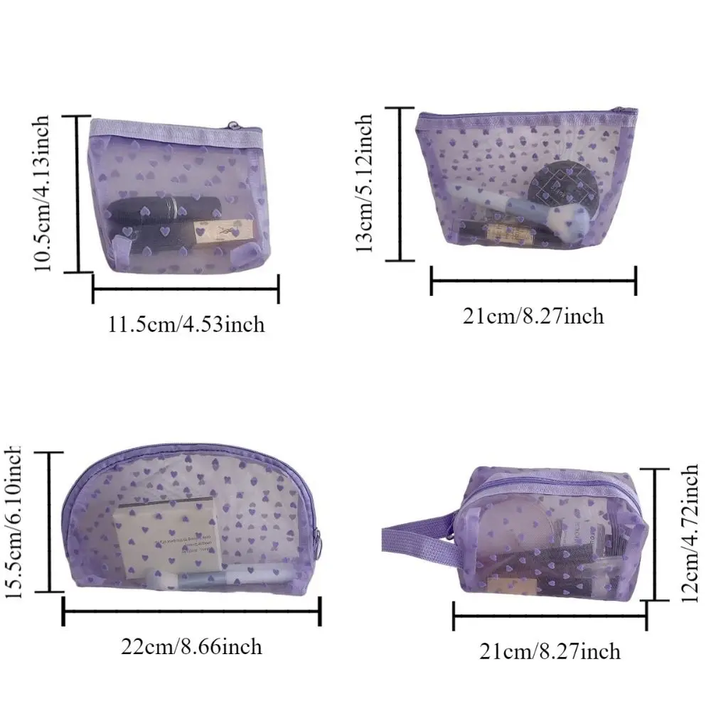 Tas Makeup Instagram Niche kapasitas besar tas penyimpanan berkelompok jaring portabel perjalanan saku dikemas Sub transparan cinta ungu