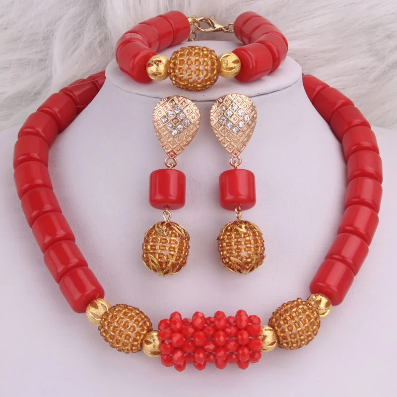 Dudo Artificial Coral Beads Nigerian Jewelry Set 10 Colors Available African Beads For Traditional Marriage Women Weddings